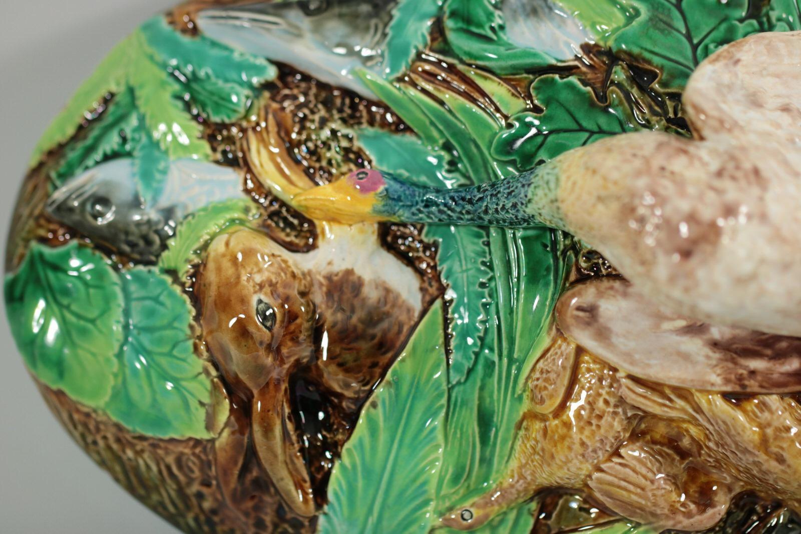 George Jones Majolica Goose and Fish Game Dish 3