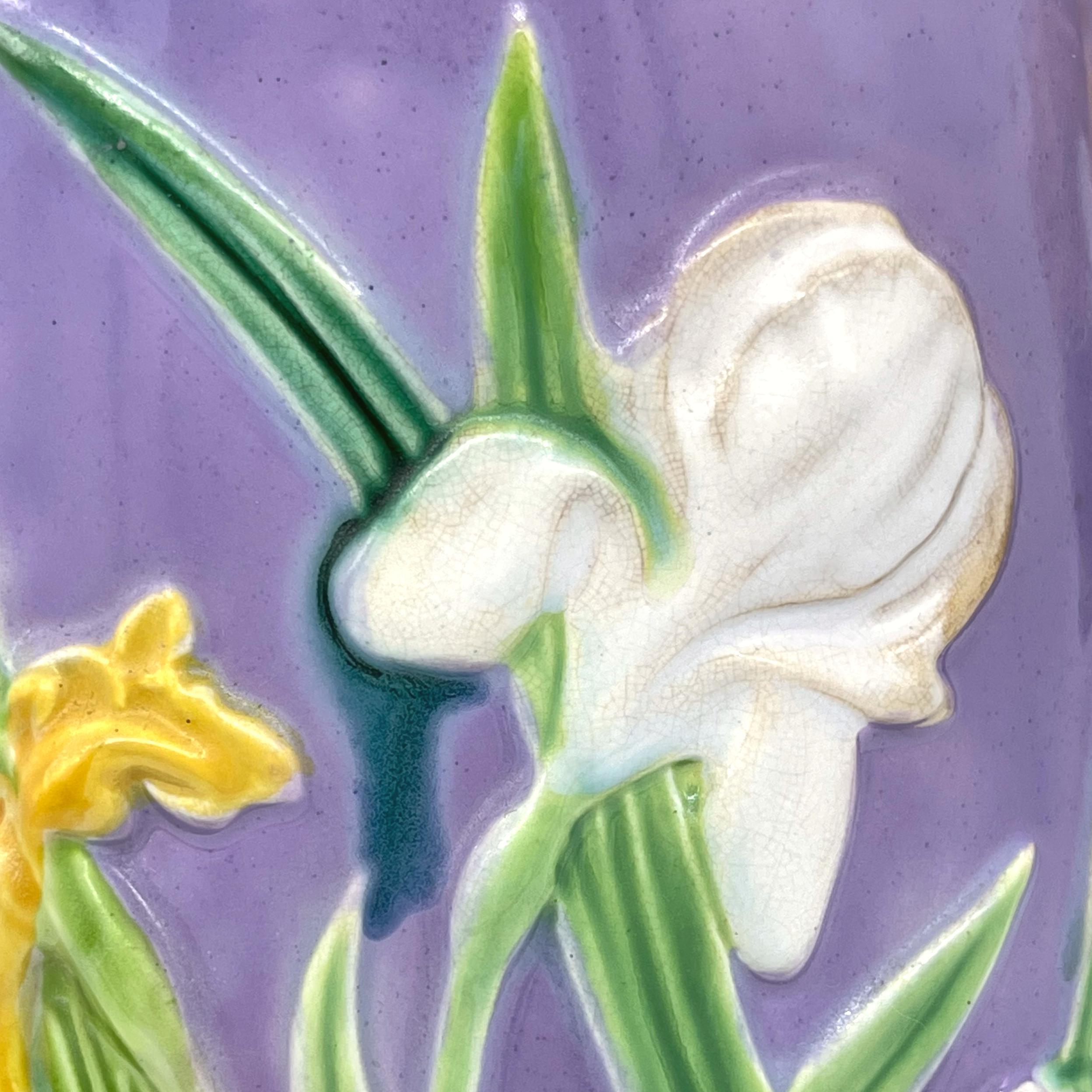George Jones Majolica Iris & Water Lily Pitcher, True Lavendar Ground, ca. 1875 4