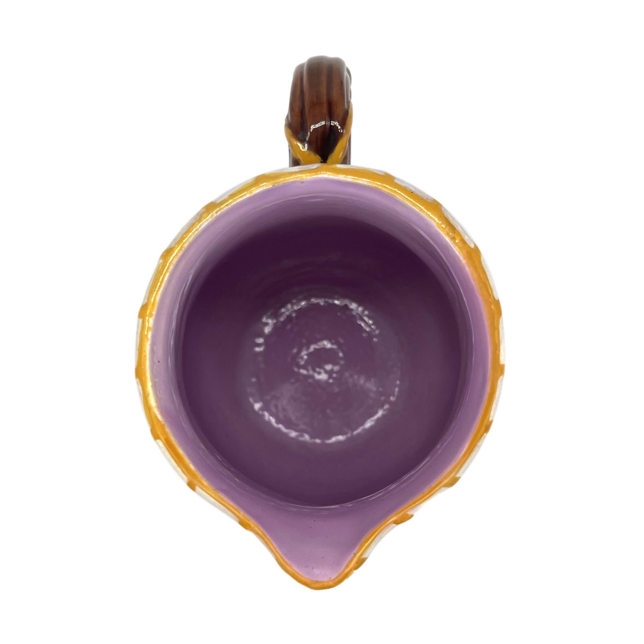 George Jones Majolica Iris & Water Lily Pitcher, True Lavendar Ground, ca. 1875 7