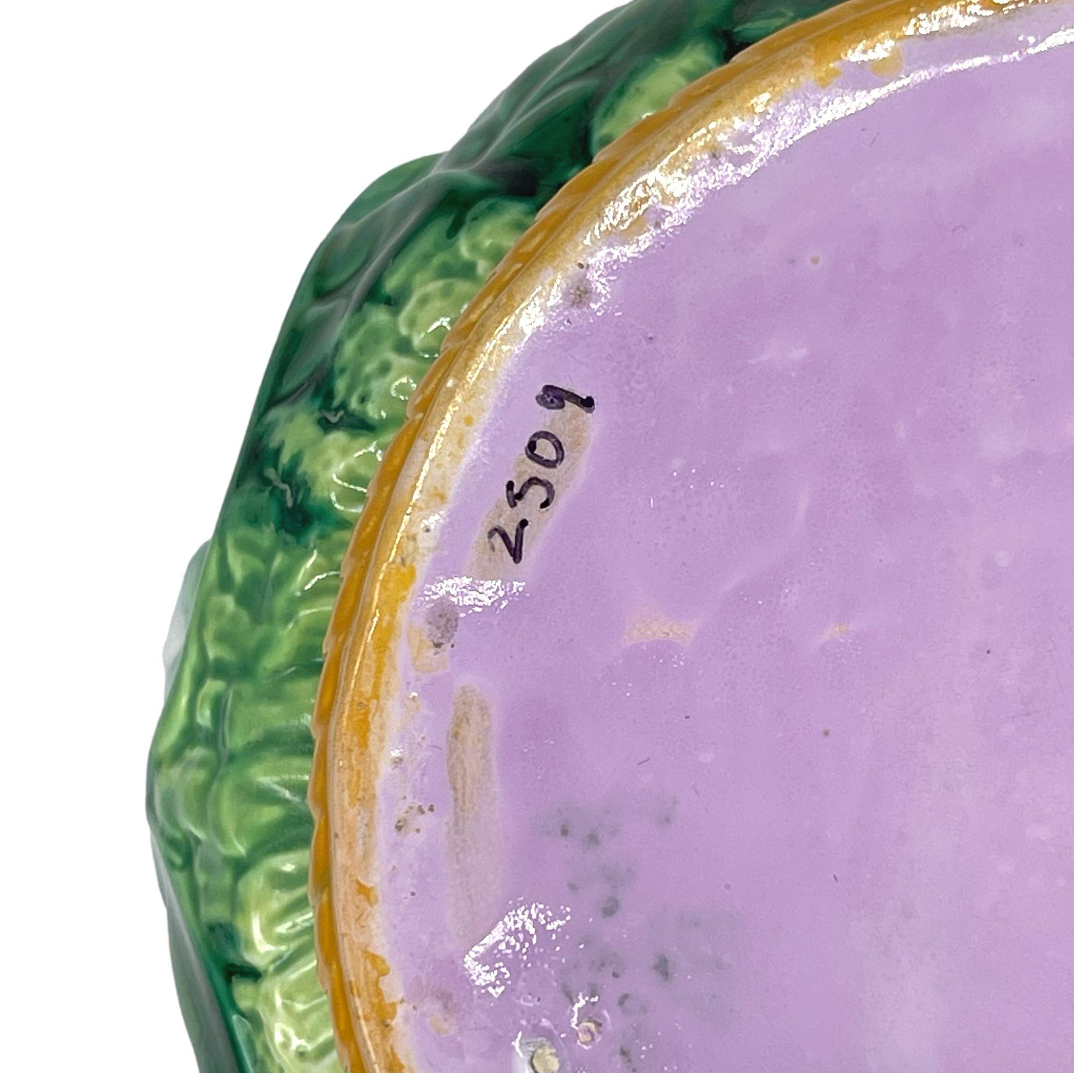 George Jones Majolica Iris & Water Lily Pitcher, True Lavendar Ground, ca. 1875 9