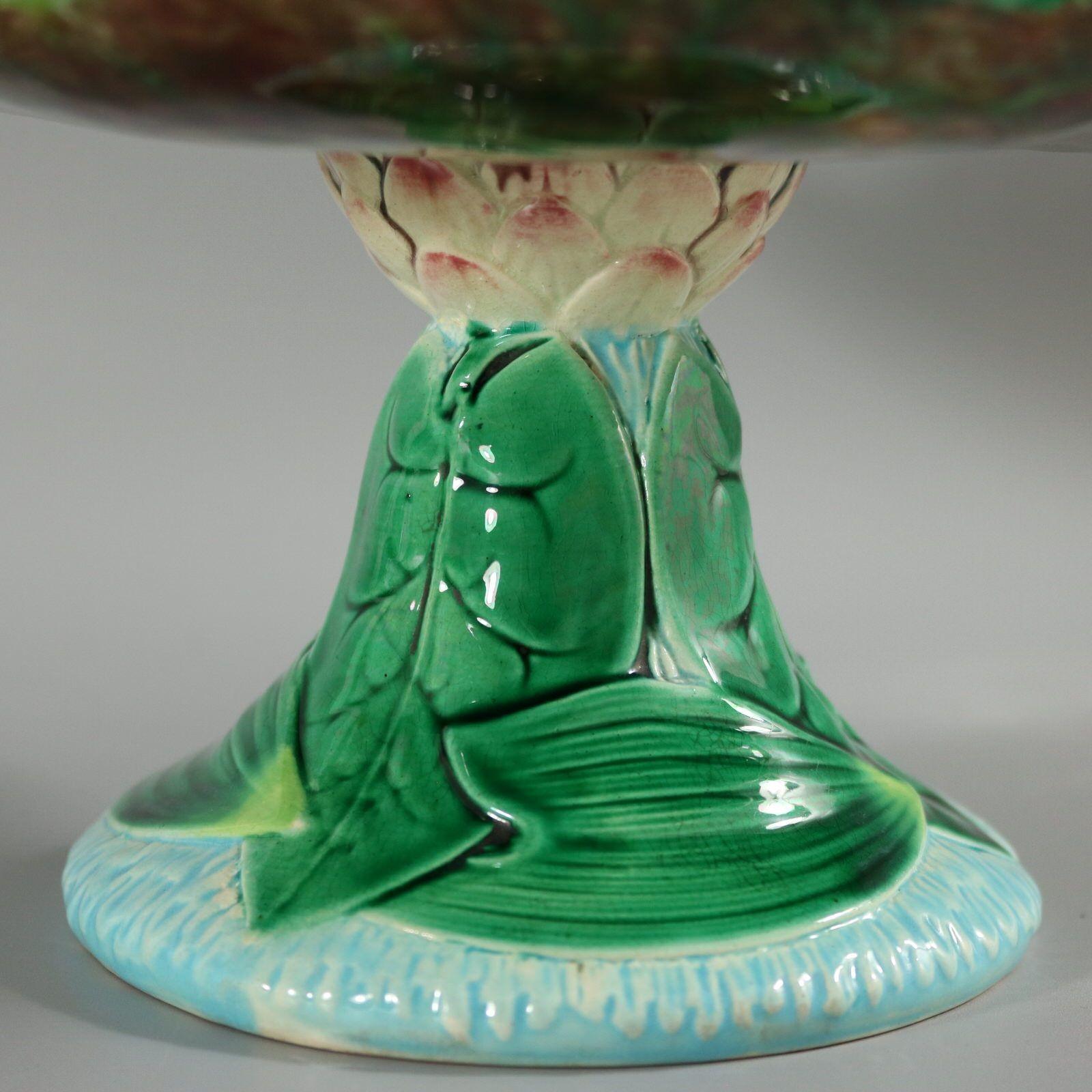 George Jones Majolica Lily Compote For Sale 1
