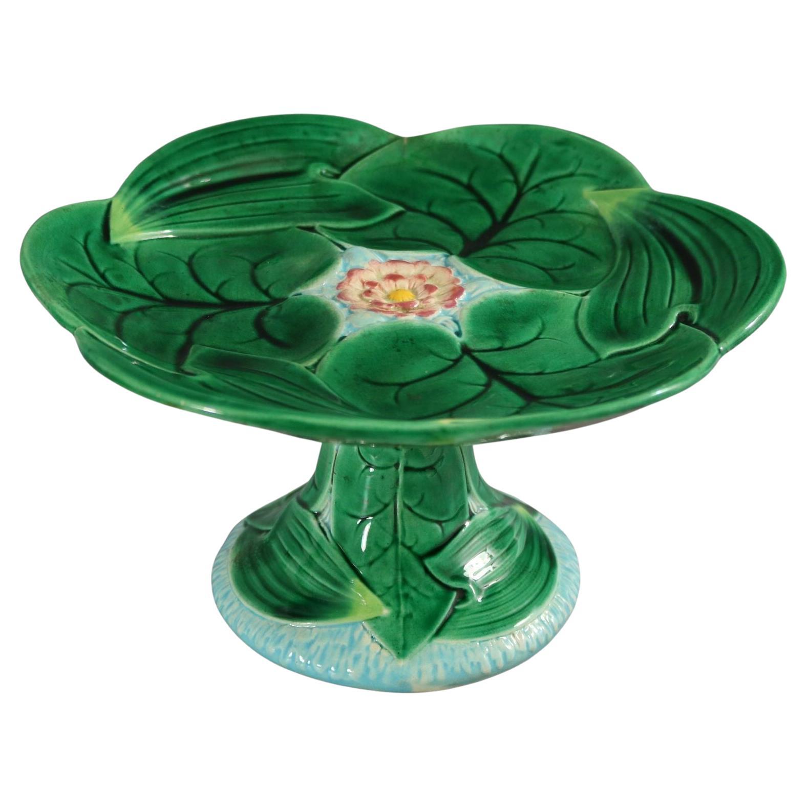 George Jones Majolica Lily Compote For Sale