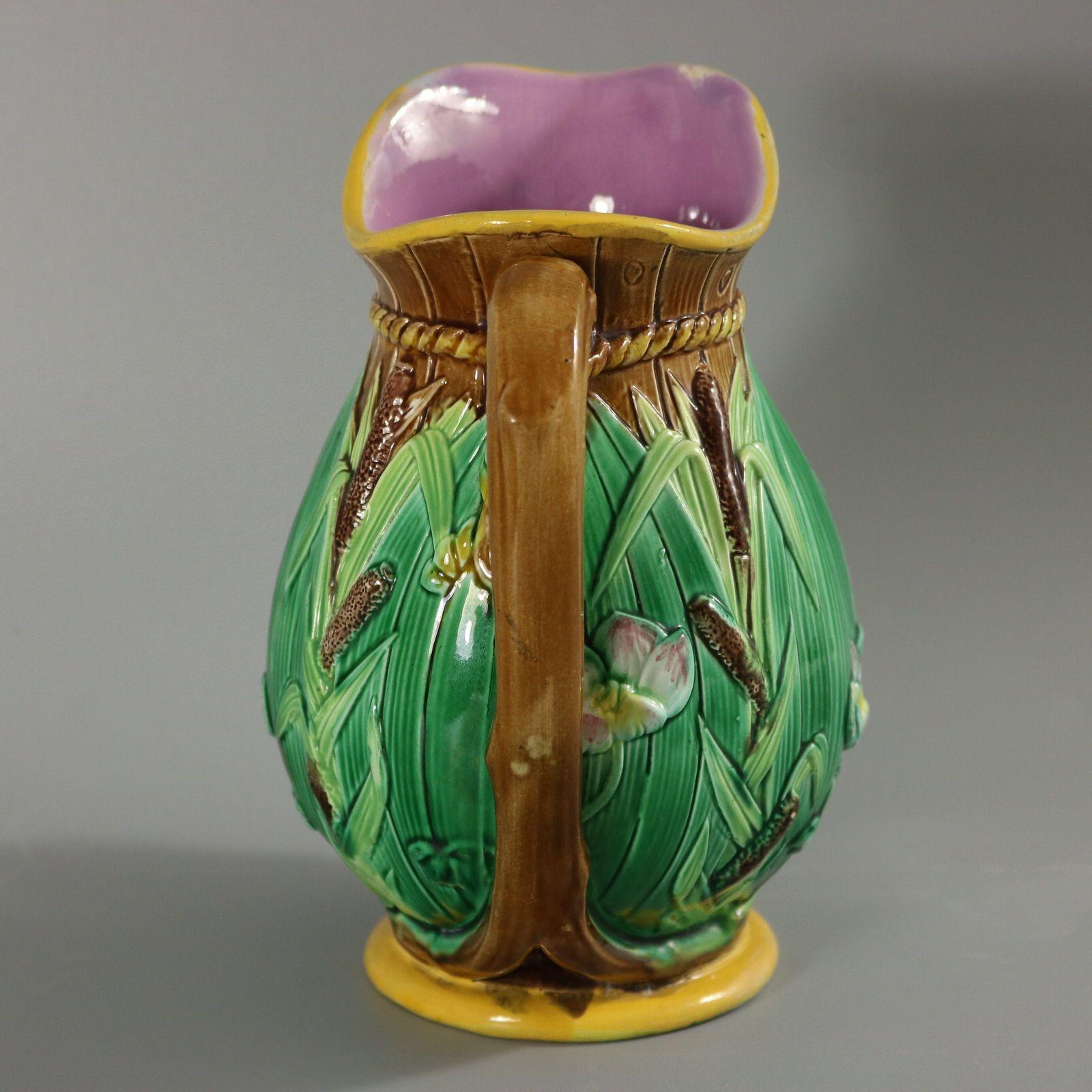 George Jones Majolica Lily on Barrel Jug For Sale 2