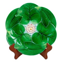 George Jones Majolica Lotus Pond Lily Plate English, circa 1870