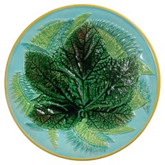 George Jones Majolica Maple Leaf and Fern Plate