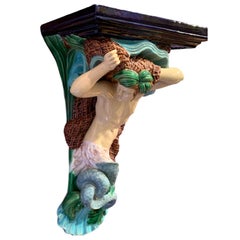 Support mural "Merman" en majolique de George Jones:: anglais:: vers 1875