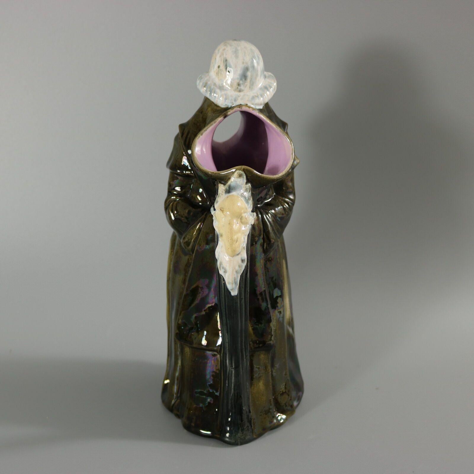 English George Jones Majolica Monk Pitcher