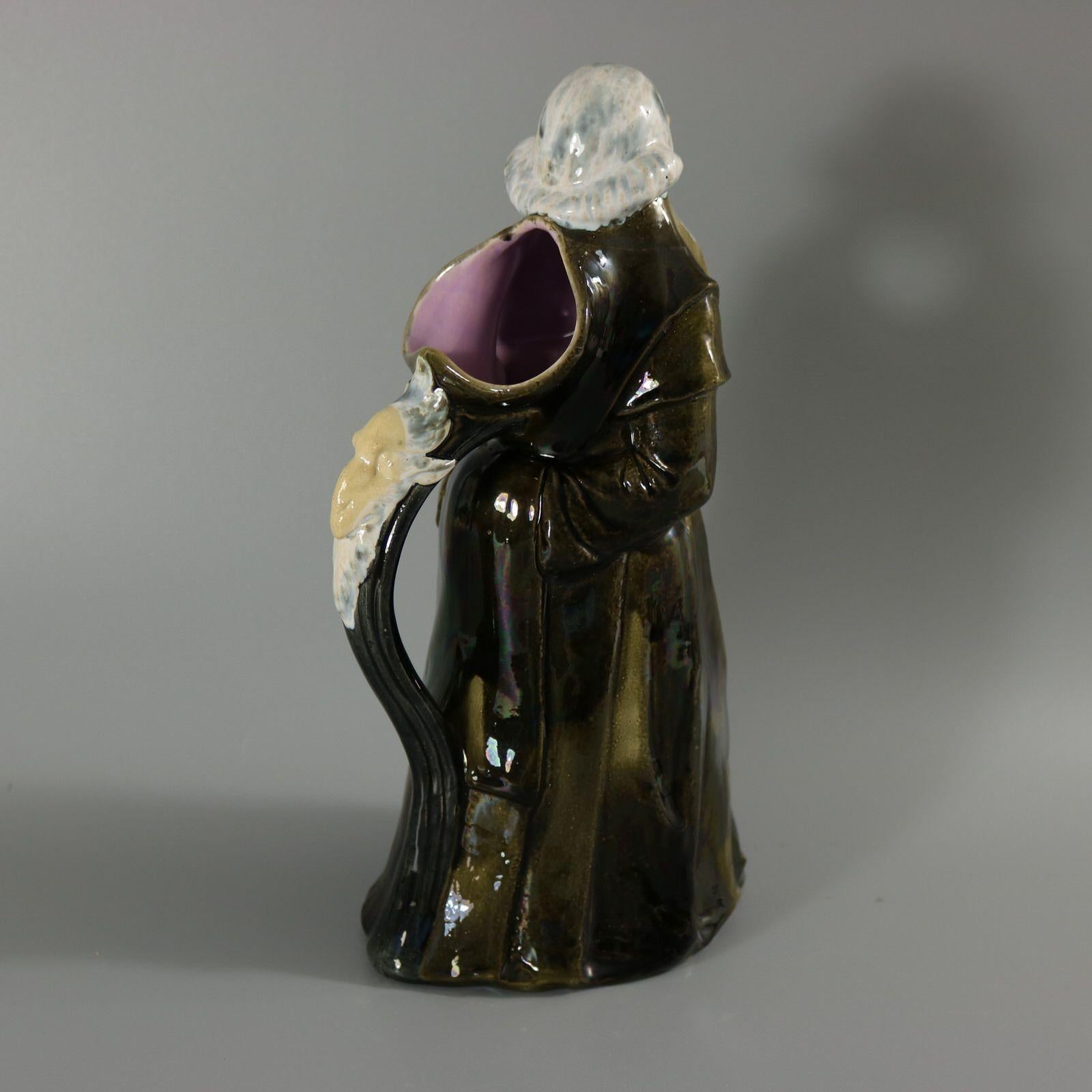 George Jones Majolica Monk Pitcher In Excellent Condition In Chelmsford, Essex
