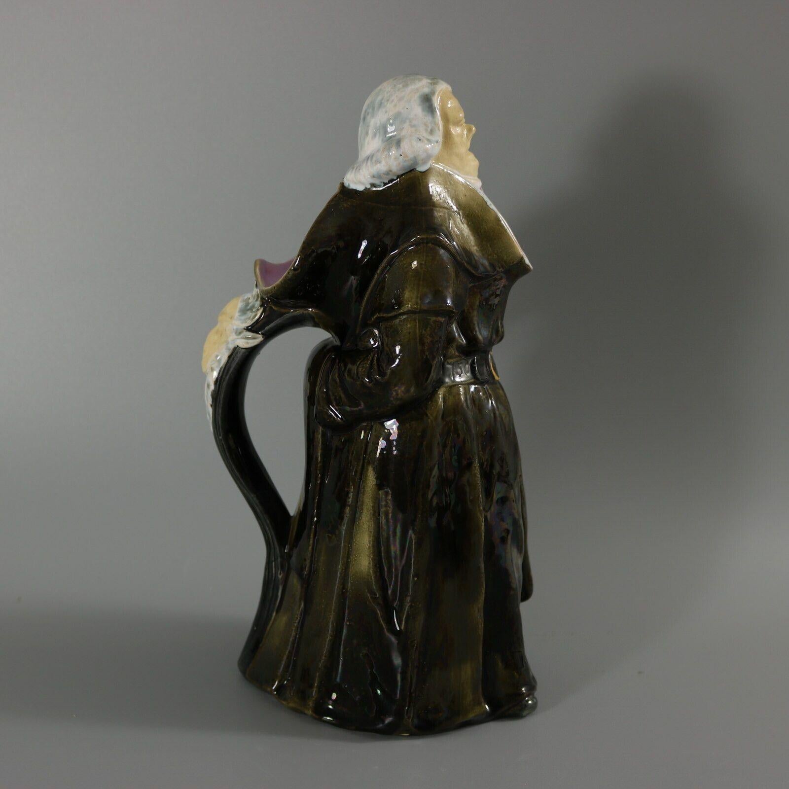 Late 19th Century George Jones Majolica Monk Pitcher