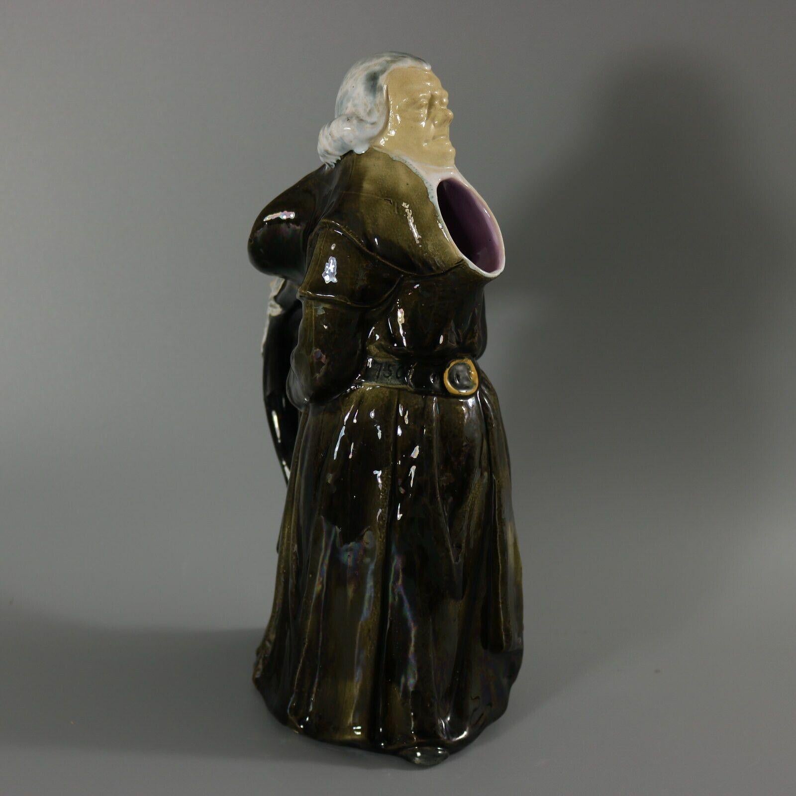 George Jones Majolica Monk Pitcher 1