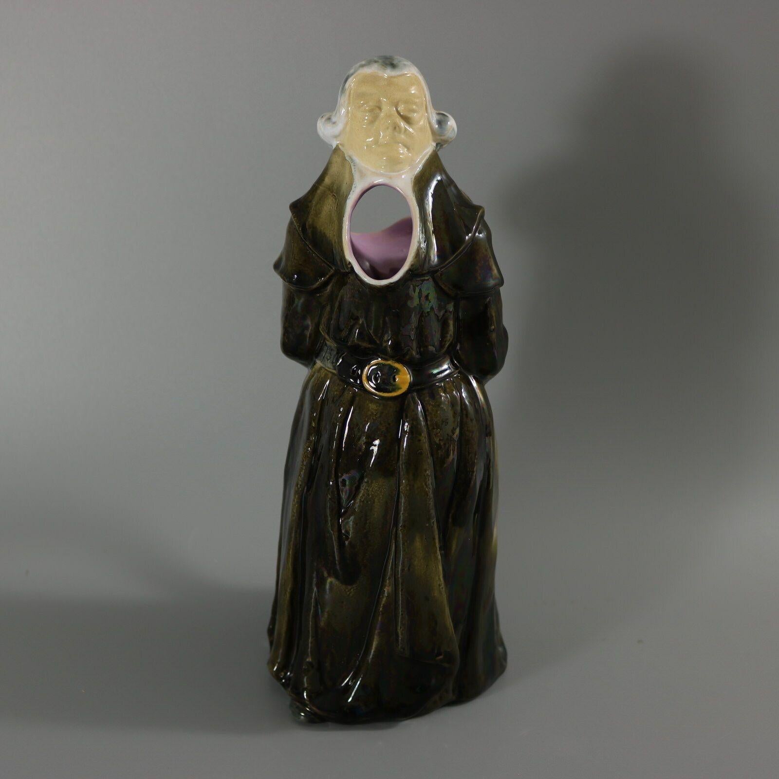 George Jones Majolica Monk Pitcher 2
