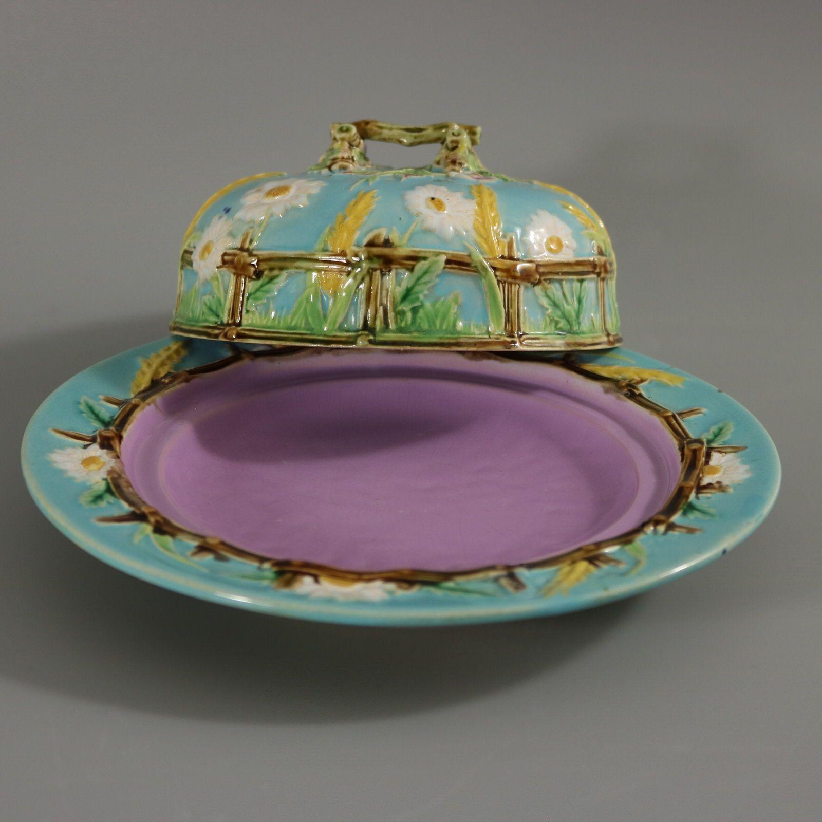 George Jones Majolica Muffin Dish and Cover For Sale 6