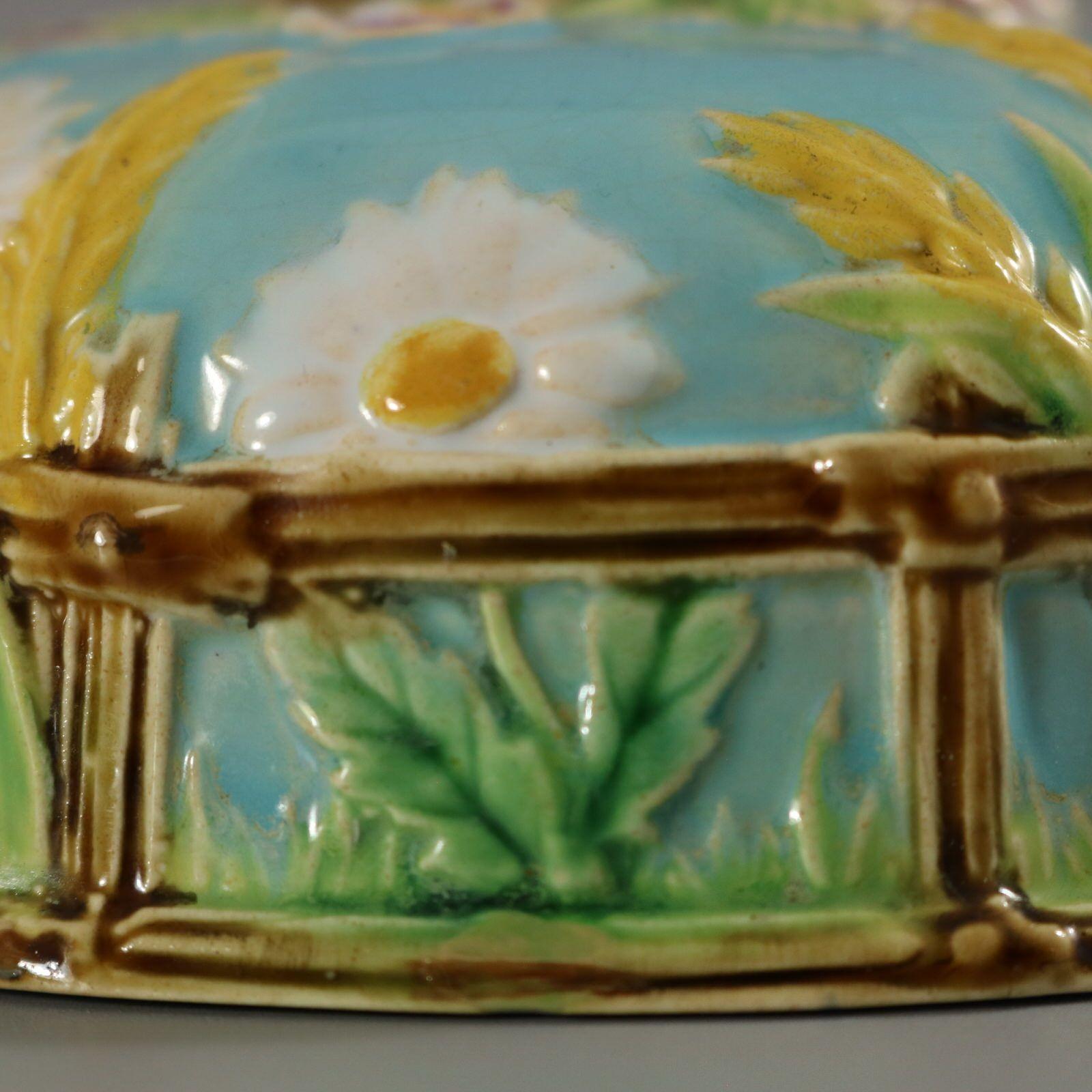 George Jones Majolica Muffin Dish and Cover For Sale 11