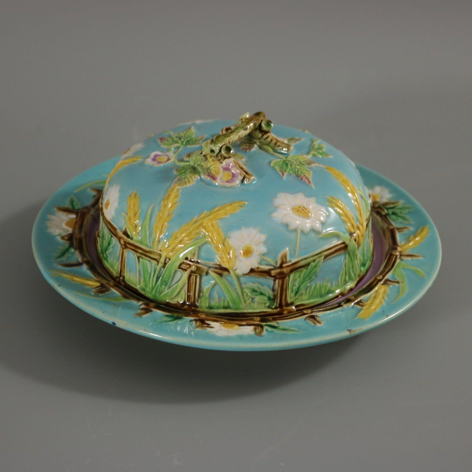 George Jones Majolica Muffin Dish and Cover For Sale 1