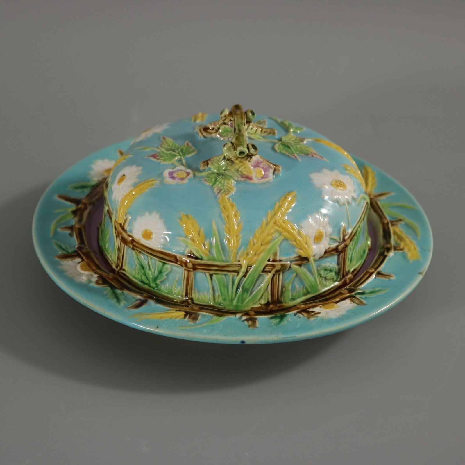 George Jones Majolica Muffin Dish and Cover For Sale 2