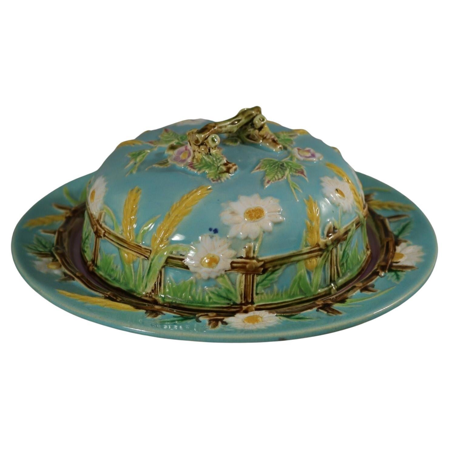 George Jones Majolica Muffin Dish and Cover For Sale