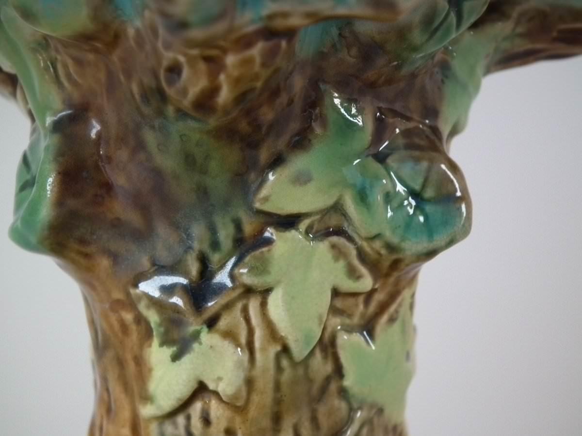 George Jones Majolica Oak Tree Compote 3