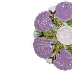 George Jones Majolica Oyster Plate, Glazed in Lilac Pink, English, Dated 1880