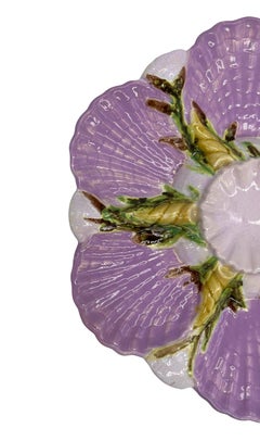 George Jones Majolica Oyster Plate, Glazed in Pastel Pink, English, Dated 1881