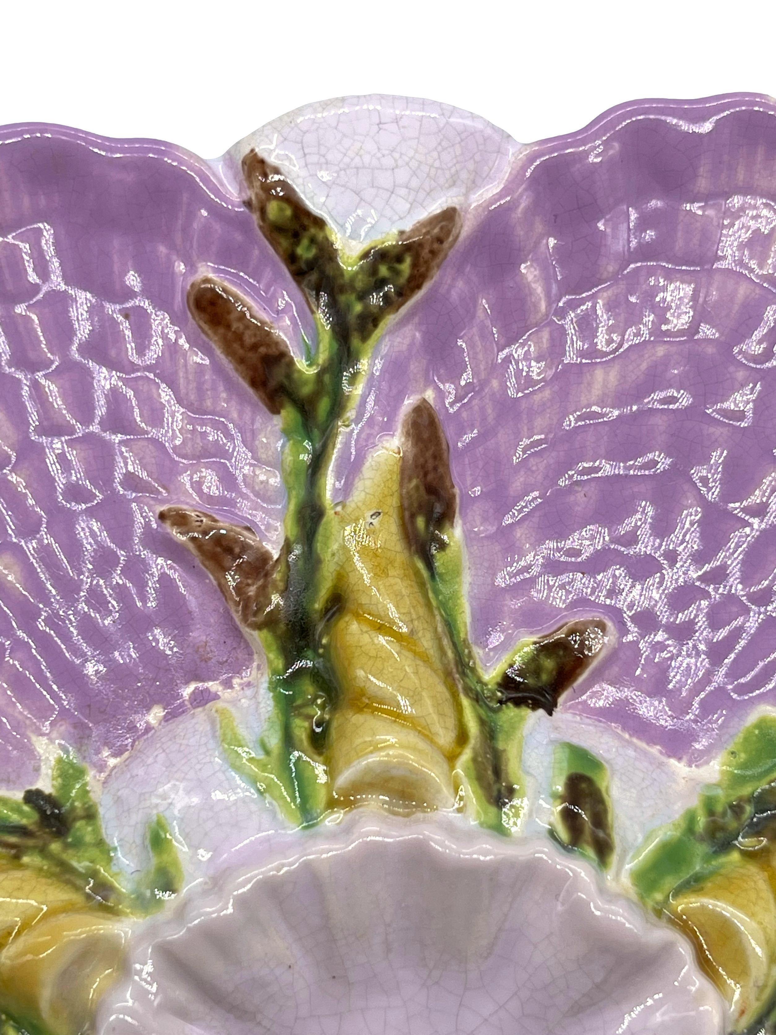 Victorian George Jones Majolica Oyster Plate, Glazed in Pastel Pink, English, Dated 1881