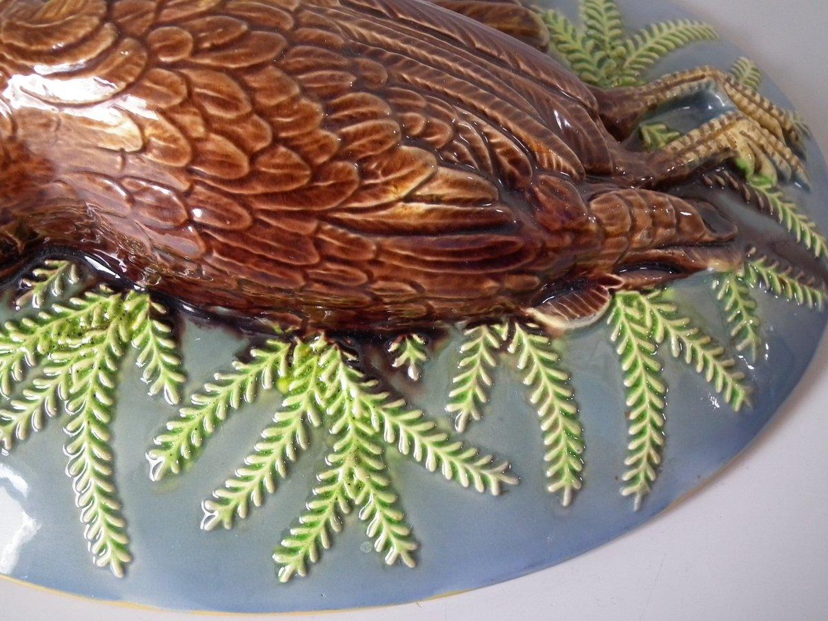 George Jones Majolica Partridge Game Pie Dish and Cover For Sale 8