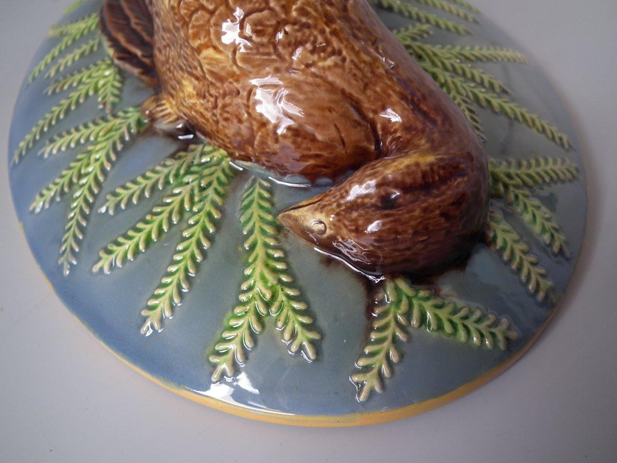 George Jones Majolica Partridge Game Pie Dish and Cover For Sale 13