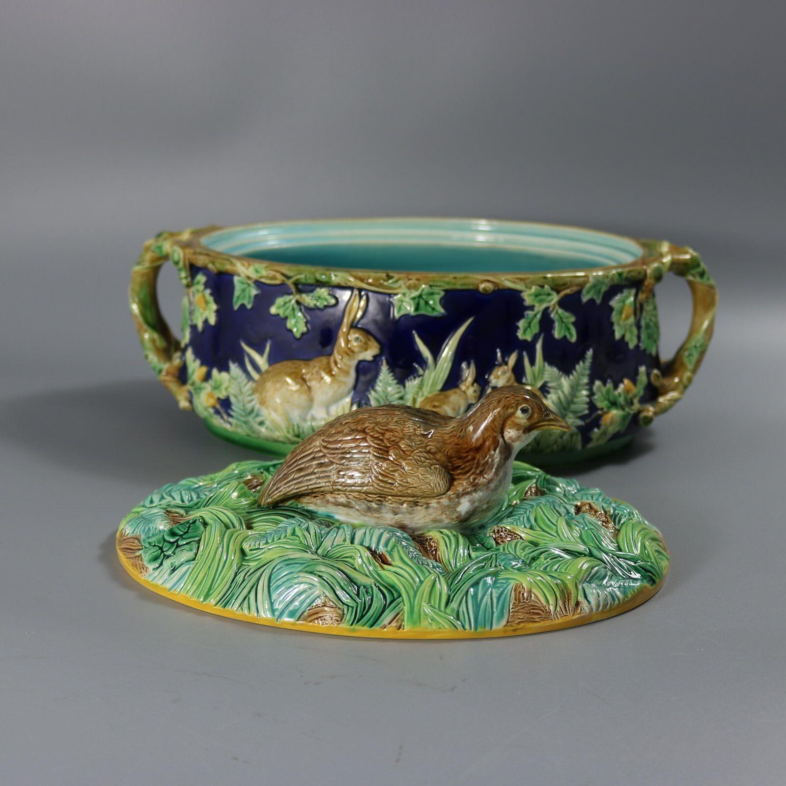 George Jones Majolica Partridge Game Pie Dish For Sale 6