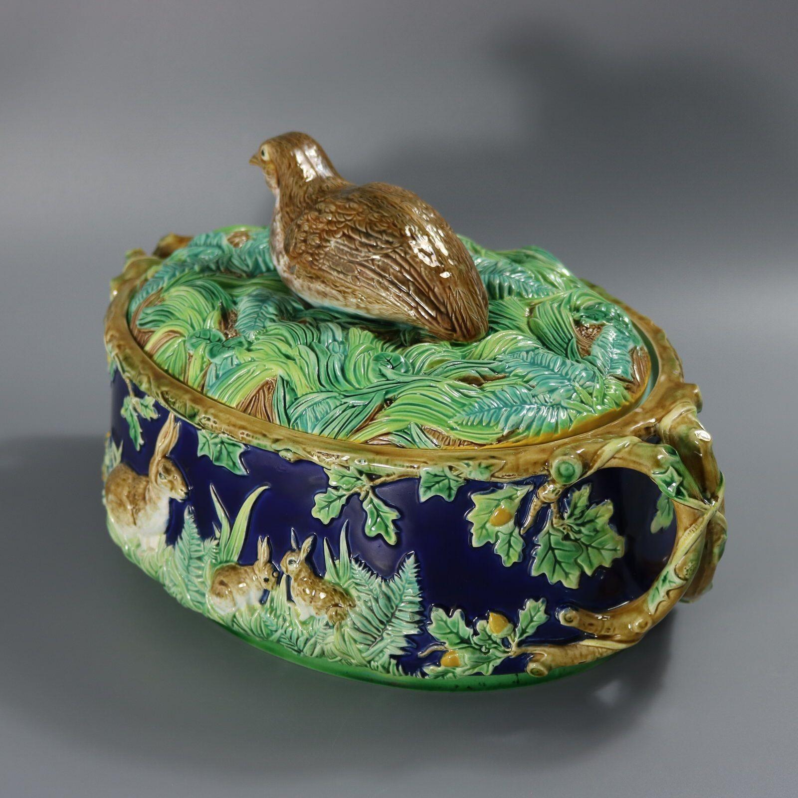 George Jones Majolica Partridge Game Pie Dish For Sale 1