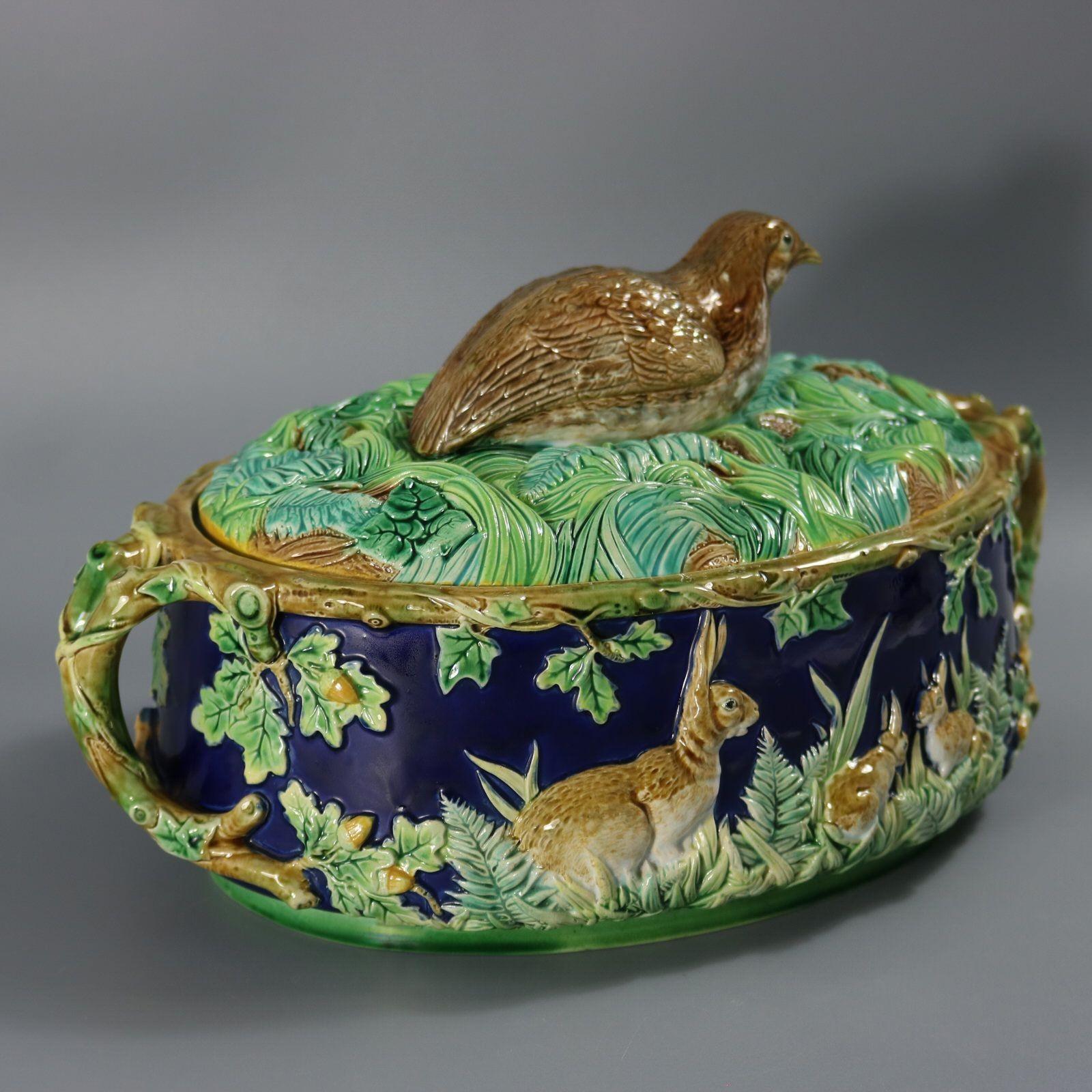 George Jones Majolica Partridge Game Pie Dish For Sale 3