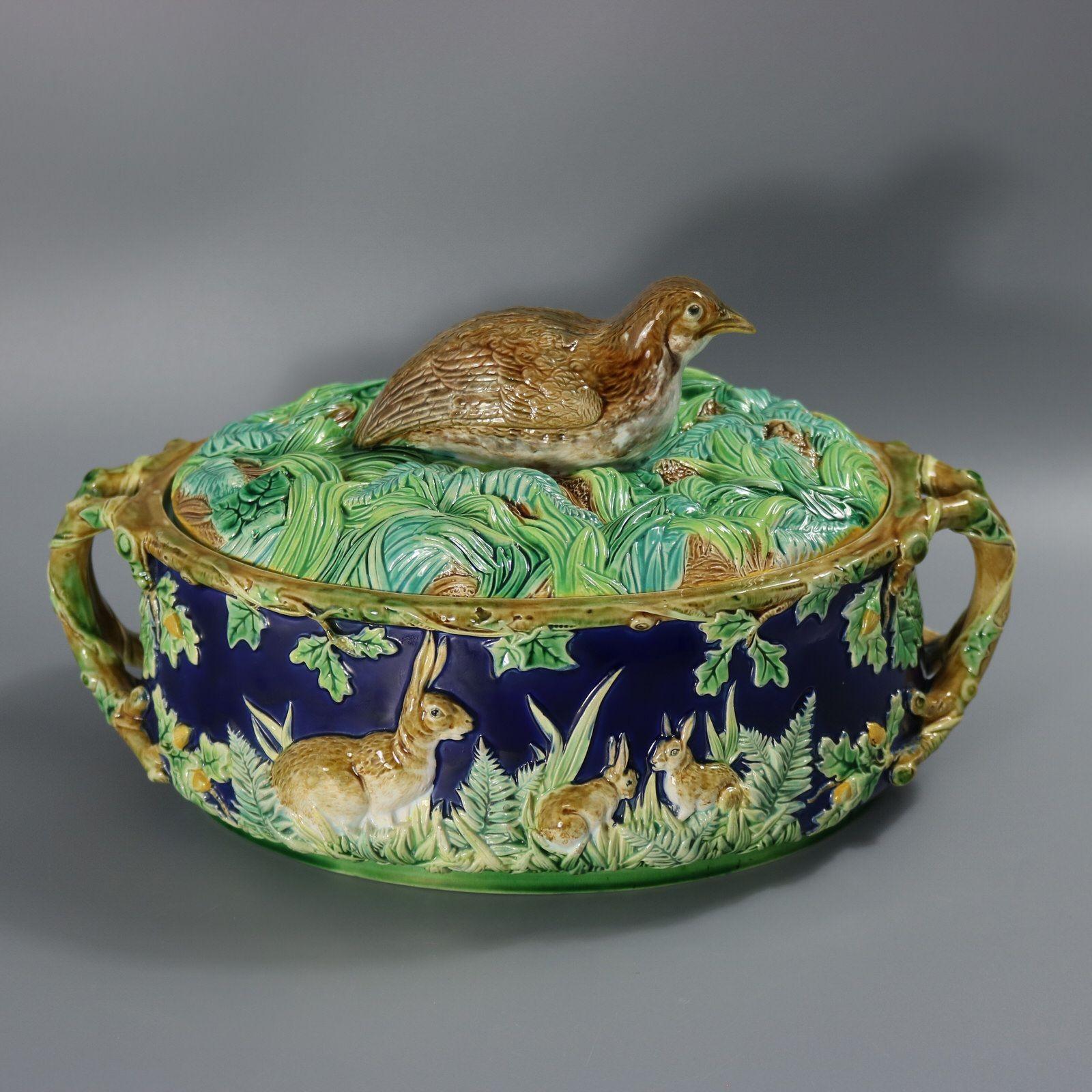 George Jones Majolica Partridge Game Pie Dish For Sale 4