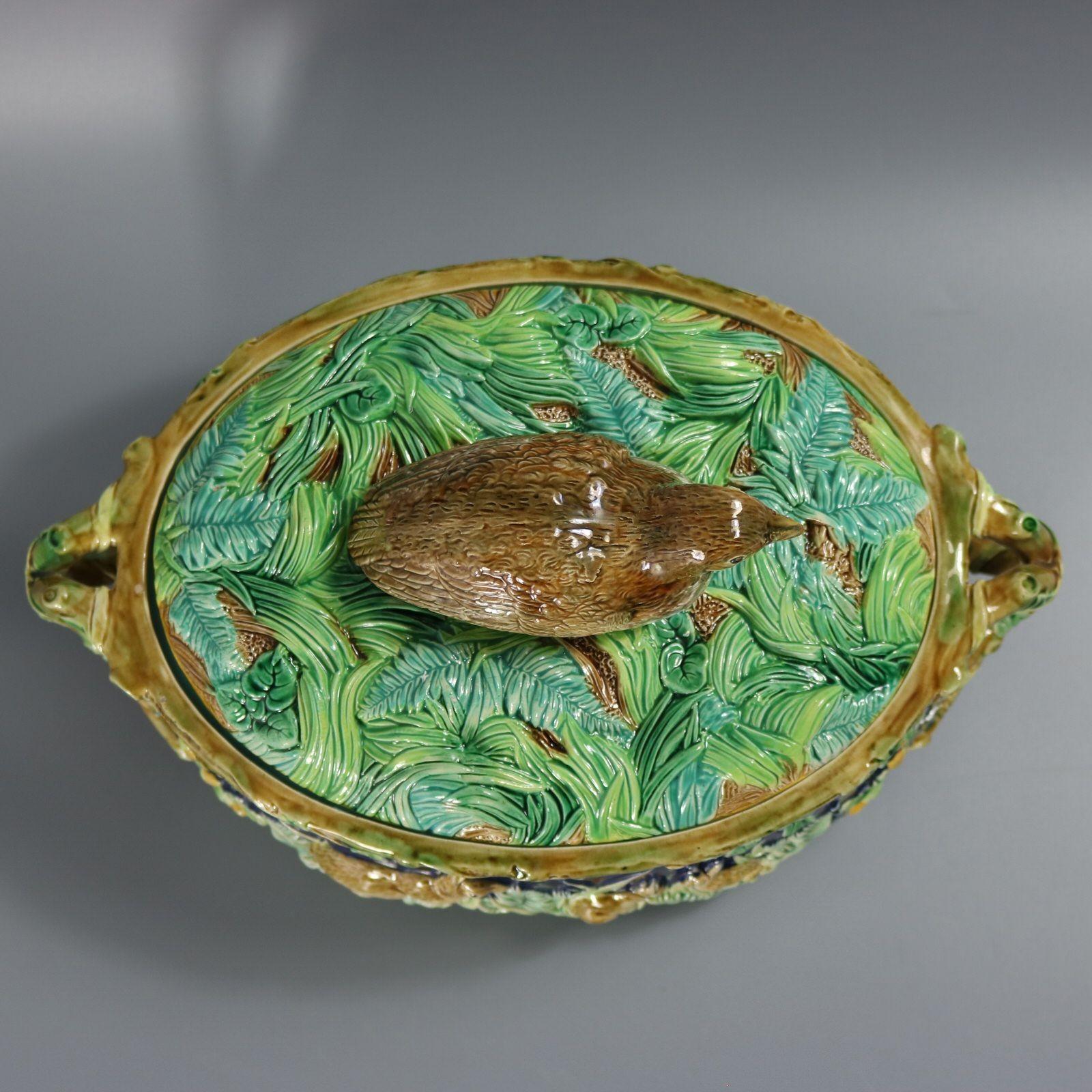 George Jones Majolica Partridge Game Pie Dish For Sale 5
