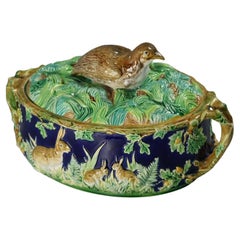 George Jones Majolica Partridge Game Pie Dish