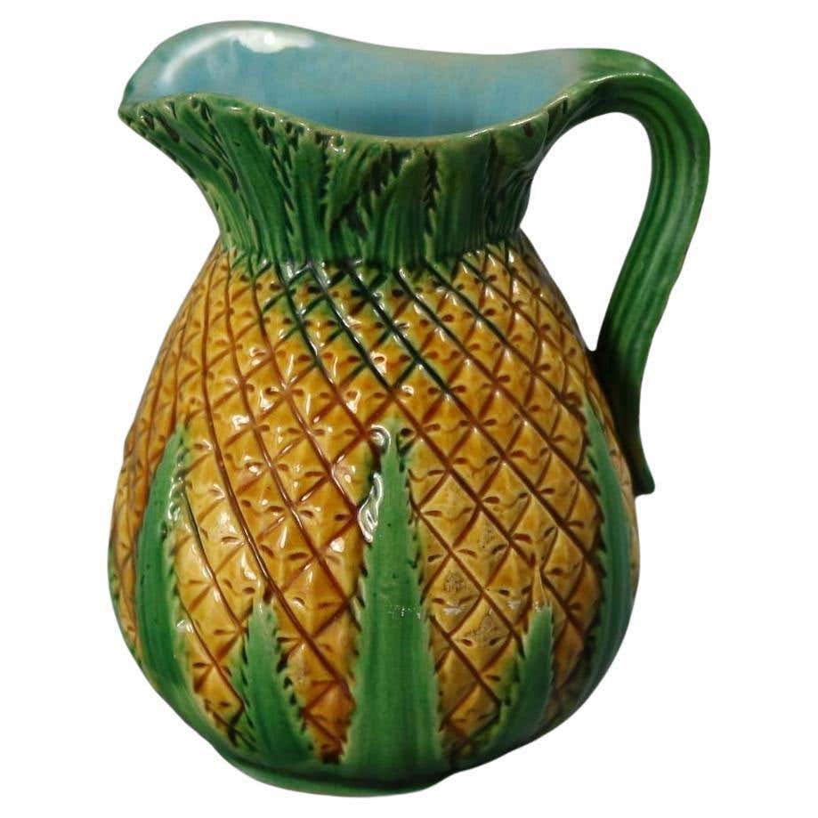 English Minton Aesthetic Movement Majolica Pineapple Palissy Pitcher ...