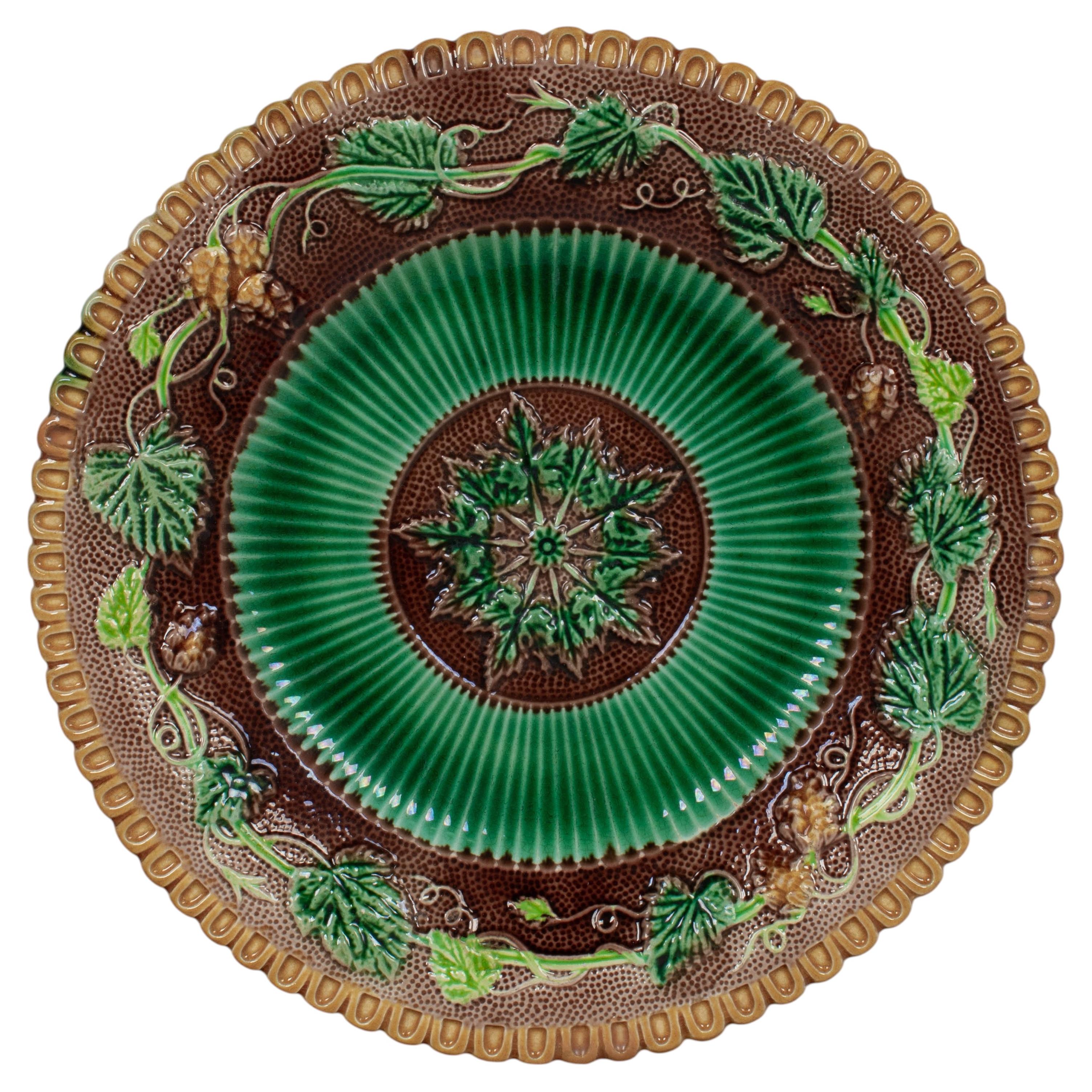 George Jones Majolica Plate, Grapevine Pattern, English, Circa 1865
