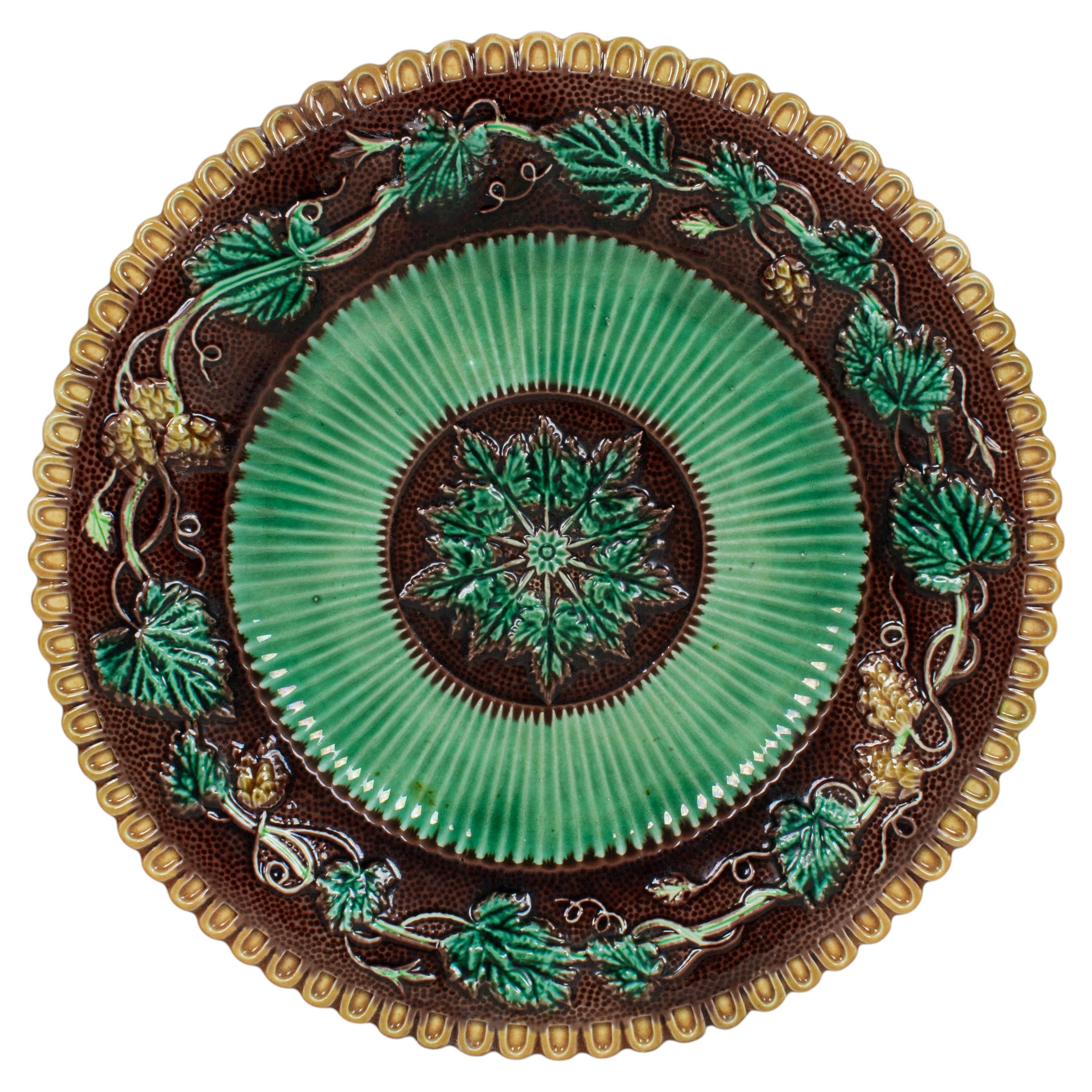 George Jones Majolica Plate, Grapevine Pattern, English, Circa 1865