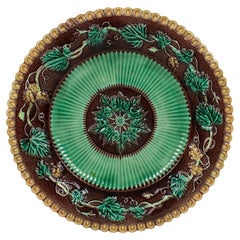 George Jones Majolica Plate, Grapevine Pattern, English, Circa 1865