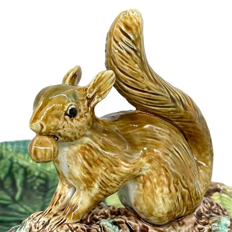 George Jones Majolica Rustic Server, Squirrel with Nut, English, ca. 1873 For Sale 8