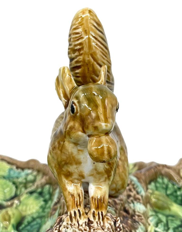 George Jones Majolica Rustic Server, Squirrel with Nut, English, ca. 1873 For Sale 9