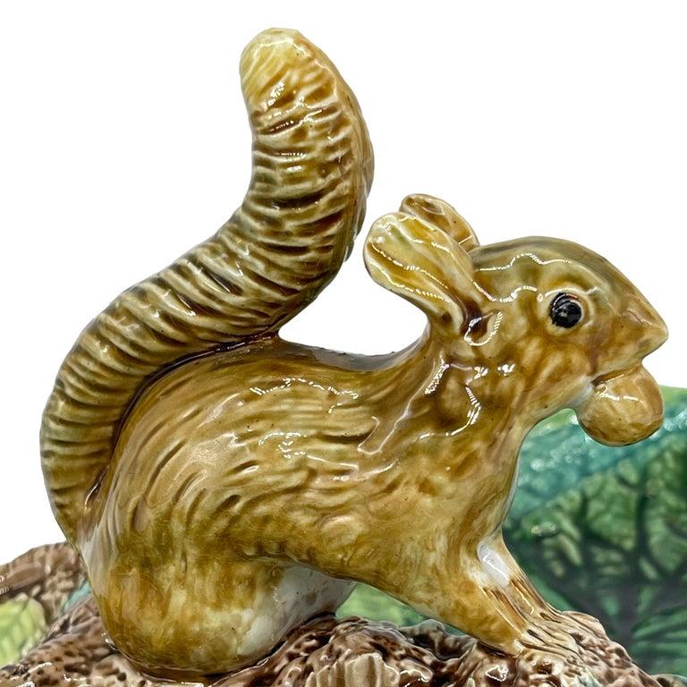 George Jones Majolica Rustic Server, Squirrel with Nut, English, ca. 1873 For Sale 10