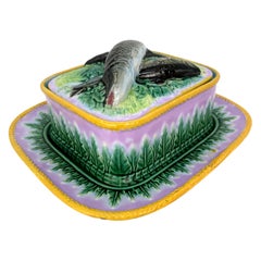 Antique George Jones Majolica Sardine Box on Pink Ground, English, English, ca. 1866 