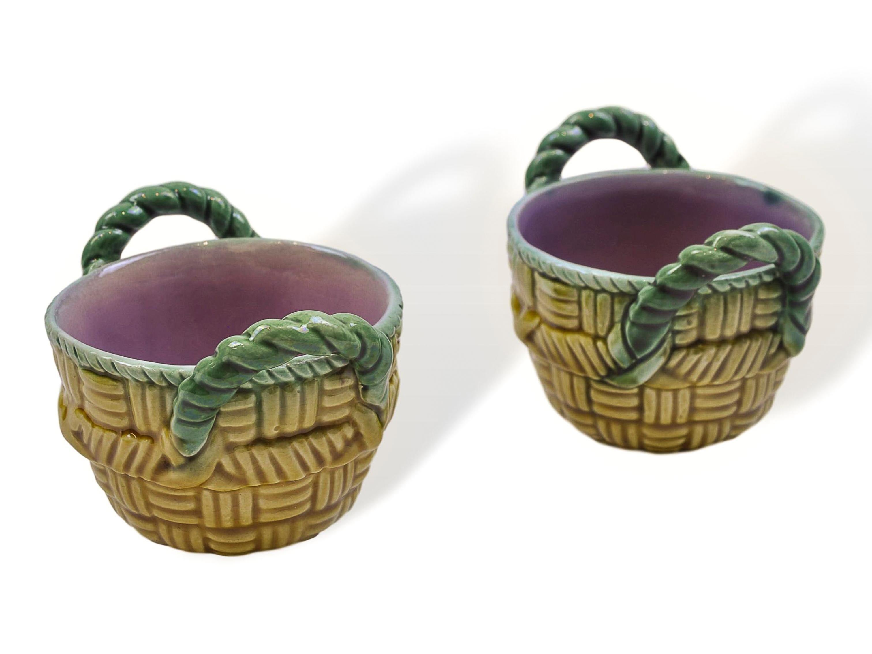 George Jones Majolica Strawberry Server with Rare Cream and Sugar Baskets, 1868 3