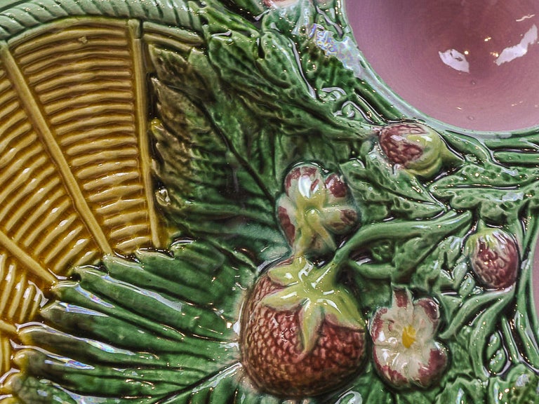 Jones Majolica Strawberry Server with Rare Cream and Sugar