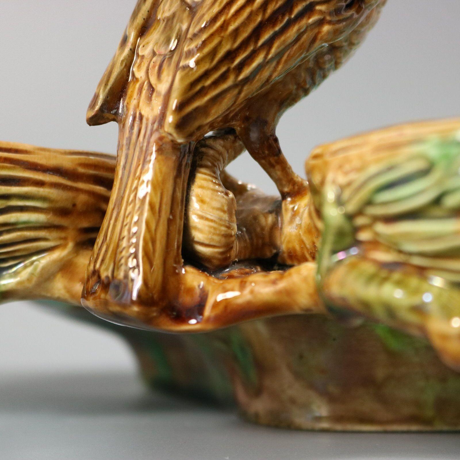 George Jones Majolica Strawberry Serving Set with Bird 8