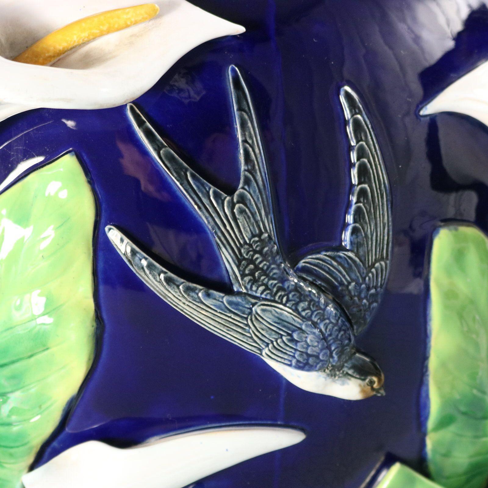 George Jones Majolica Swallow Lily Jardiniere 6