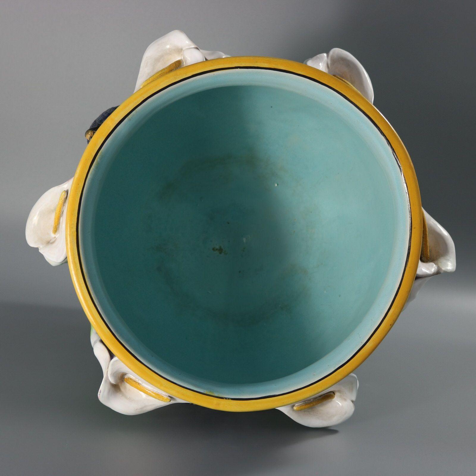 George Jones Majolica Swallow Lily Jardiniere 7