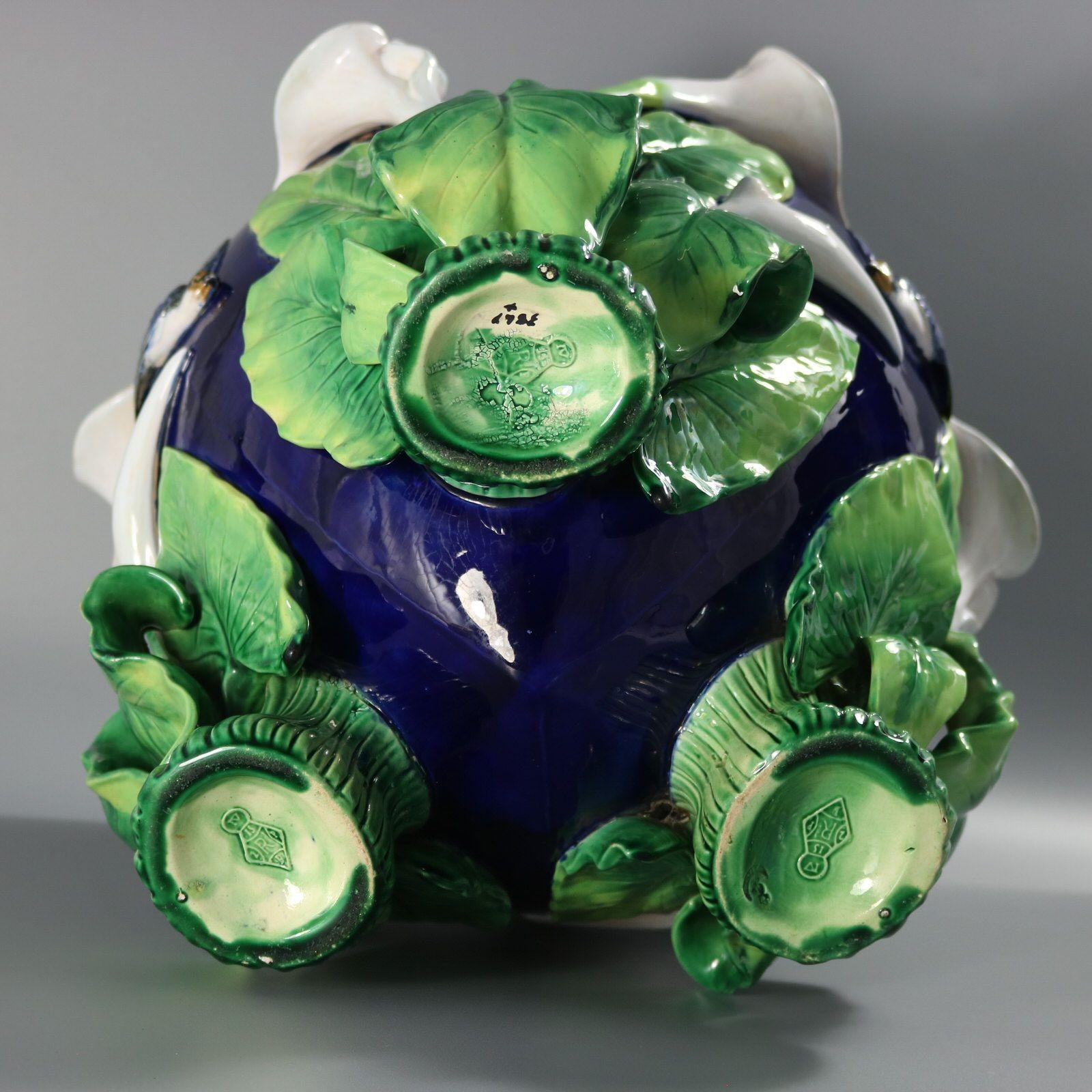 George Jones Majolica Swallow Lily Jardiniere 8
