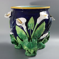 George Jones Majolica Swallow Lily Jardiniere