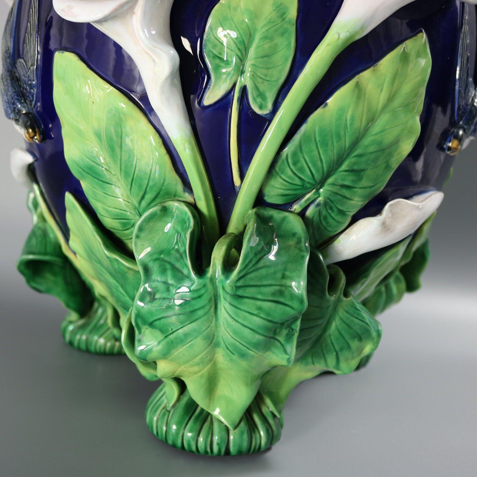 George Jones Majolica Swallow Lily Jardiniere 3
