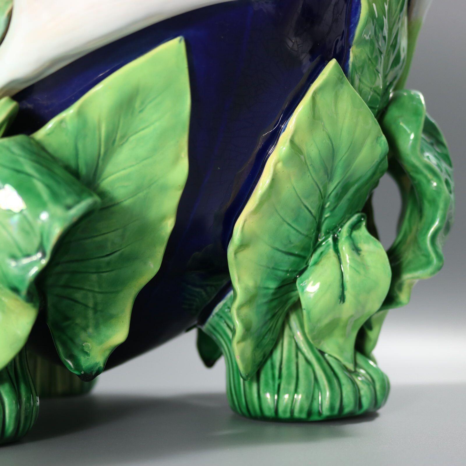 George Jones Majolica Swallow Lily Jardiniere 5