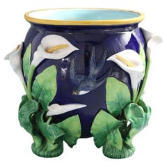George Jones Majolica Swallow Lily Jardiniere